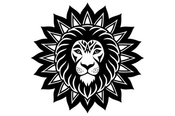  Lion Head Mandala Silhouette Featuring Intricate Surrounding Patterns