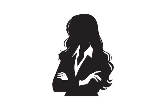 recommend clip art: Corporate lady, Corporate woman vector silhouette isolated in white background
