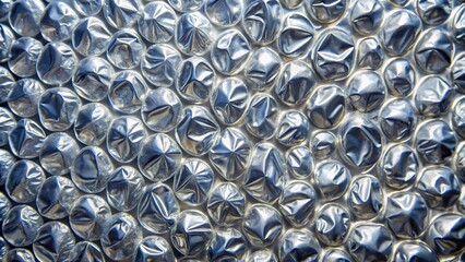 Wide-Angle Metallic Silver Bubble Foil Texture Background Brutalist Wallpaper