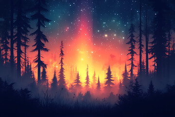 Forest background Vector illustration and space for other titles, technology digital abstract technology. Digital line design concept. Vector illustration on the background


