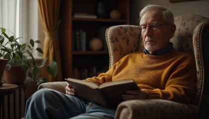 Fototapeta premium Senior Citizen Enjoying a Good Read