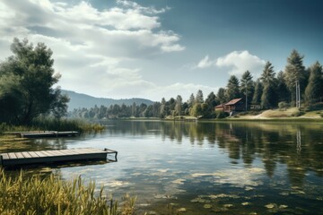 Lake outdoors nature plant.