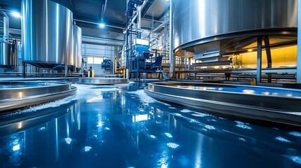 A modern fish processing plant utilizing automation for efficient seafood production.
