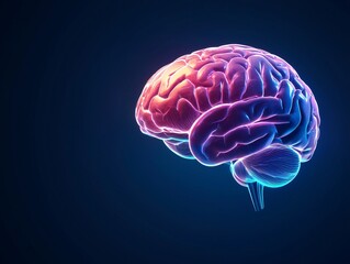 A vibrant and colorful representation of a brain, showcasing intricate details and neural connections on a dark background.