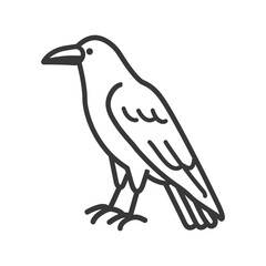 Obraz premium Line Drawing of a Black Raven Standing