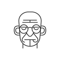 Obraz premium Line drawing of a bald man with glasses and a drooping mouth