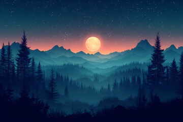 Vector illustration featuring digital abstract technology with space for titles, layered over a forest background. Ideal for tech design concepts.
