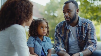Obraz premium Compassionate Social Worker Counseling a Family in a Comforting Setting