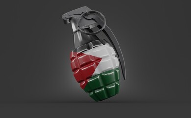 Hand grenade with palestine flag