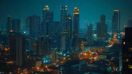Obraz premium Sathorn bangkok cityscape framed by urban life vibrancy image