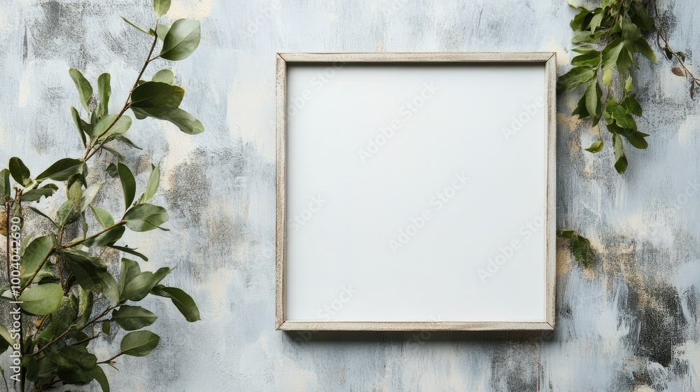 Poster A chic square frame on a smooth surface wall, with clear space for customization and text.