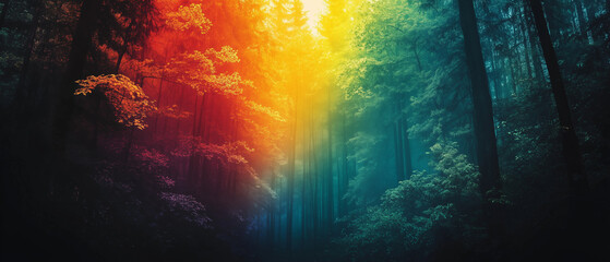 Fototapeta premium An illustration blending LGBTQ symbolism with nature, featuring colorful flora and fauna intertwined with pride symbols, representing unity, diversity, and harmony with nature. 