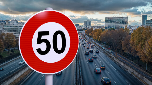 vitesse sur le p&eacute;riph&eacute;rique parisien qui passe &agrave; 50 kilom&egrave;tres par heure