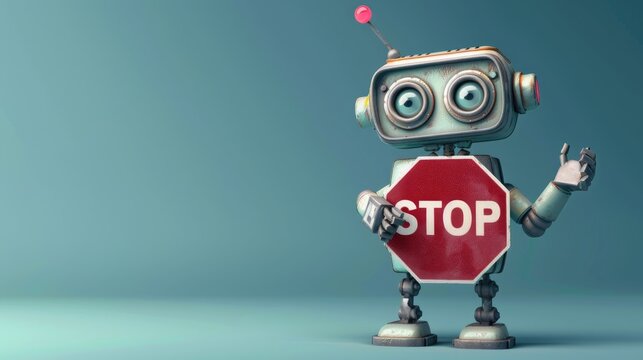 cute robot with stop sign illustration