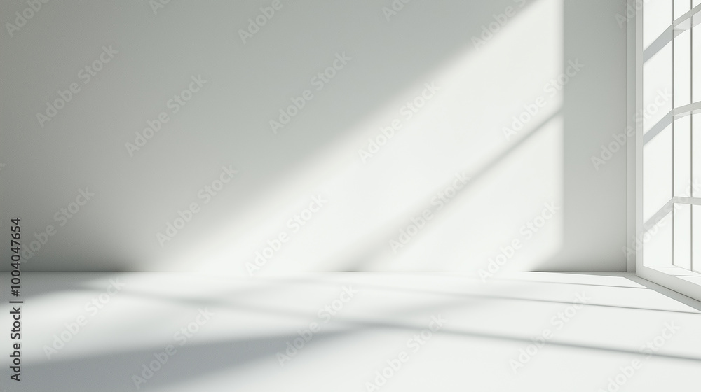 Aufkleber Sunlight casting shadows in a white empty room
