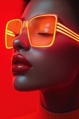 Captivating Beauty Portrait with Neon Eyewear and Bold Colors © EOL STUDIOS