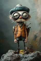 Obraz premium Whimsical Adventurer: A Quirky Character Illustration for Creative Minds