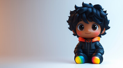 An illustration of rainbow-colored cute doll symbolizing LGBTQ pride, diversity and freedom. 