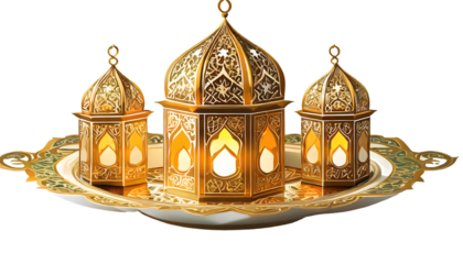 Ramadan Kareem Or Ramadhan With Islamic Arabesque on a isolated on white background. Generative AI.