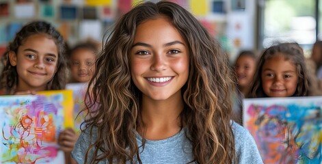 Obraz premium a child with long hair smiling