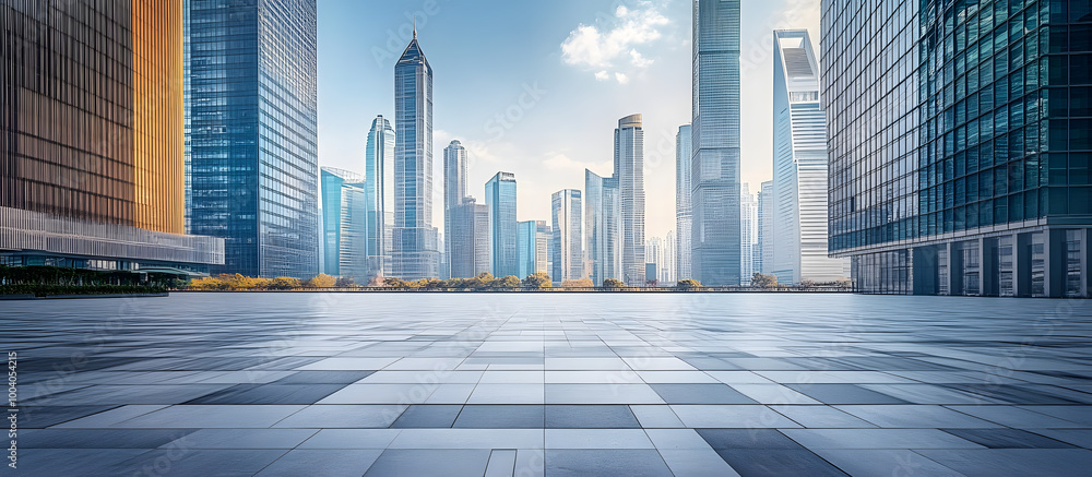 Aufkleber urban skyline with empty space and towering buildings in the background perfect for copy space image