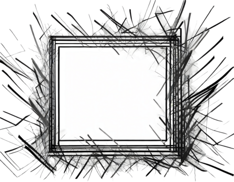 Random square contour frame, border element Splash on a white isolated background. Generative AI.
