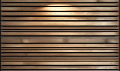 Obraz premium Wooden wall. Texture of wood panels. Pattern of slats with horizontal stripes. Modern interior fences and partitions used in architecture. Cladding from boards is a building material. 