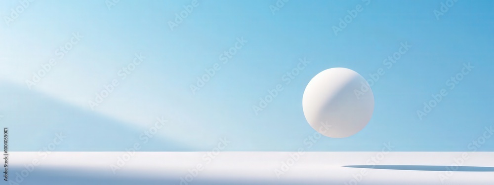 Poster abstract floating sphere casting a subtle shadow on a clean surface