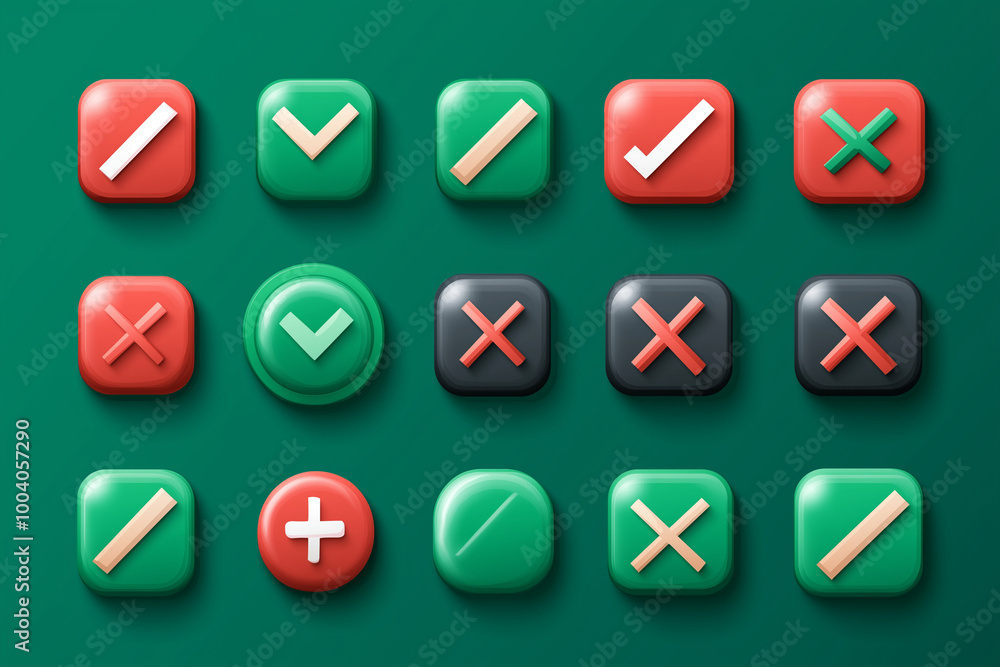 Poster check mark icon button set