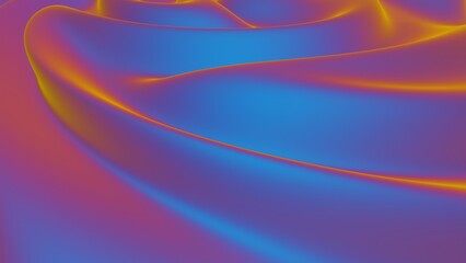Abstract curved gradient waves in blue and orange tones..