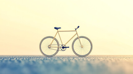 Obraz premium Yellow bicycle standing on asphalt in front of yellow background
