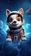 Fototapeta premium 3D cartoon dog for 3D character galaxy mammal animal.