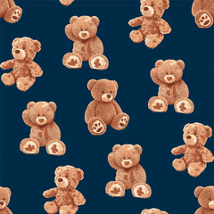 Seamless Cute Teddy Bears Pattern 241001