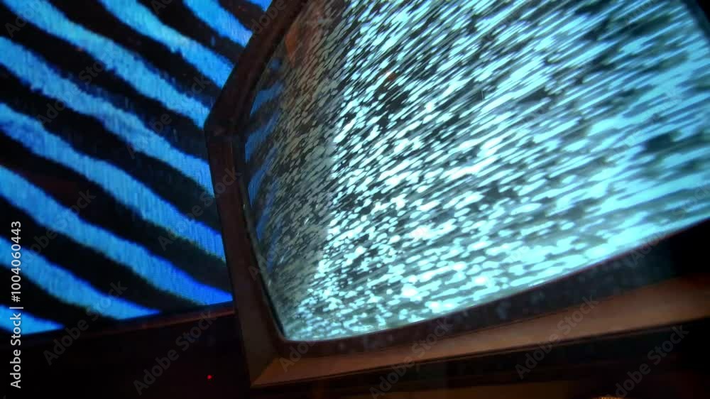 Poster tv static on an old analog television set retro tv with bad reception. old noisy tv screen. glitch t