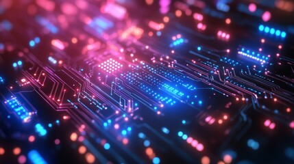 Obraz premium Abstract Circuit Board Futuristic Technology Processing Background