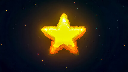Pixel art star shining in space