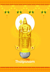 Vector illustration concept of Happy Thaipusam or Thaipoosam greeting with celebrating	
