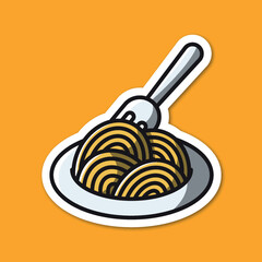 spaghetti editable cartoon style sticker vector