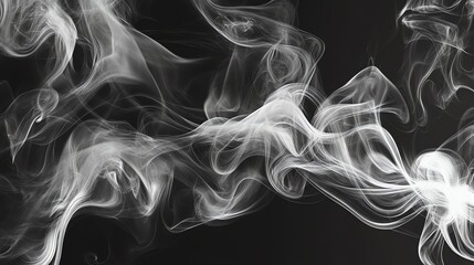 Abstract image of swirling white smoke against a black background.