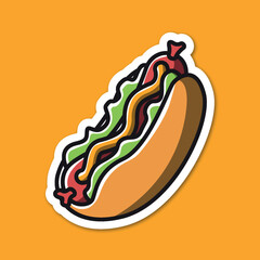 hotdog editable cartoon style sticker vector