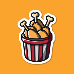 fried chicken editable cartoon style sticker vector