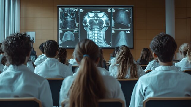 Medical Students Studying X Rays in Classroom