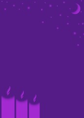 background with stars, purple background with candles and stars, moon, star, candle, purple background, purple banner, for your text, purple wallpaper, poster, banner, background, cover book, frame