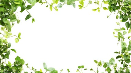 Obraz premium Simple Green leaves border with Ornamental Edges and White Background