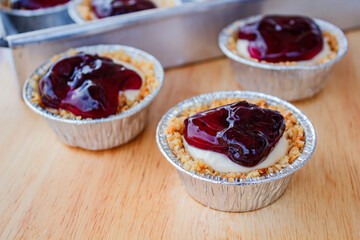 Delicious blueberry tarts with cream cheese.