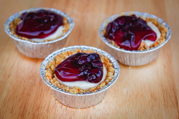 Delicious blueberry tarts with cream cheese.