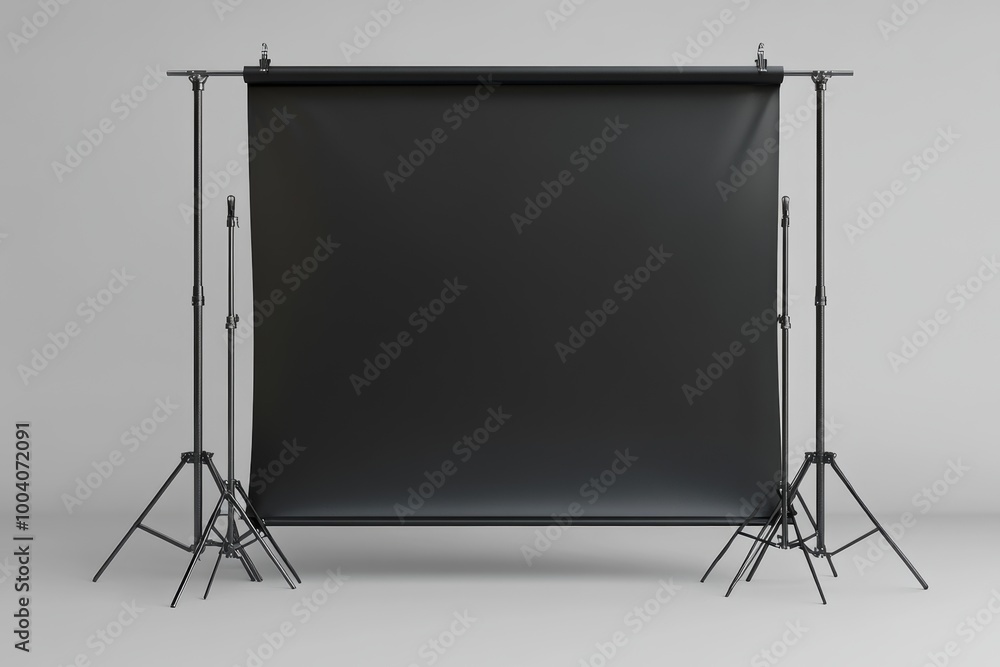 Aufkleber the front view of a blank black billboard with space for your text or logo in the center of an empty