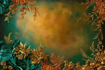 Dreamy Textured Emerald Amber Backdrop with Vintage Warm Canvas for Creative Ideas