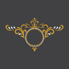 Golden Vintage Ornament. Golden Circle Ornament. Golden Border ornament. Circle Frame ornament Suitable for wedding invitation card.