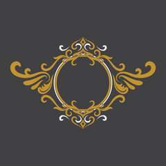 Golden Vintage Ornament. Golden Circle Ornament. Golden Border ornament. Circle Frame ornament Suitable for wedding invitation card.